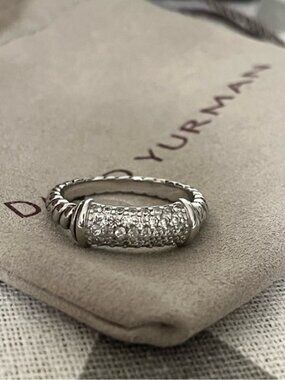 ✨ David Yurman Silver Pavé Diamond Cable Ring ✨